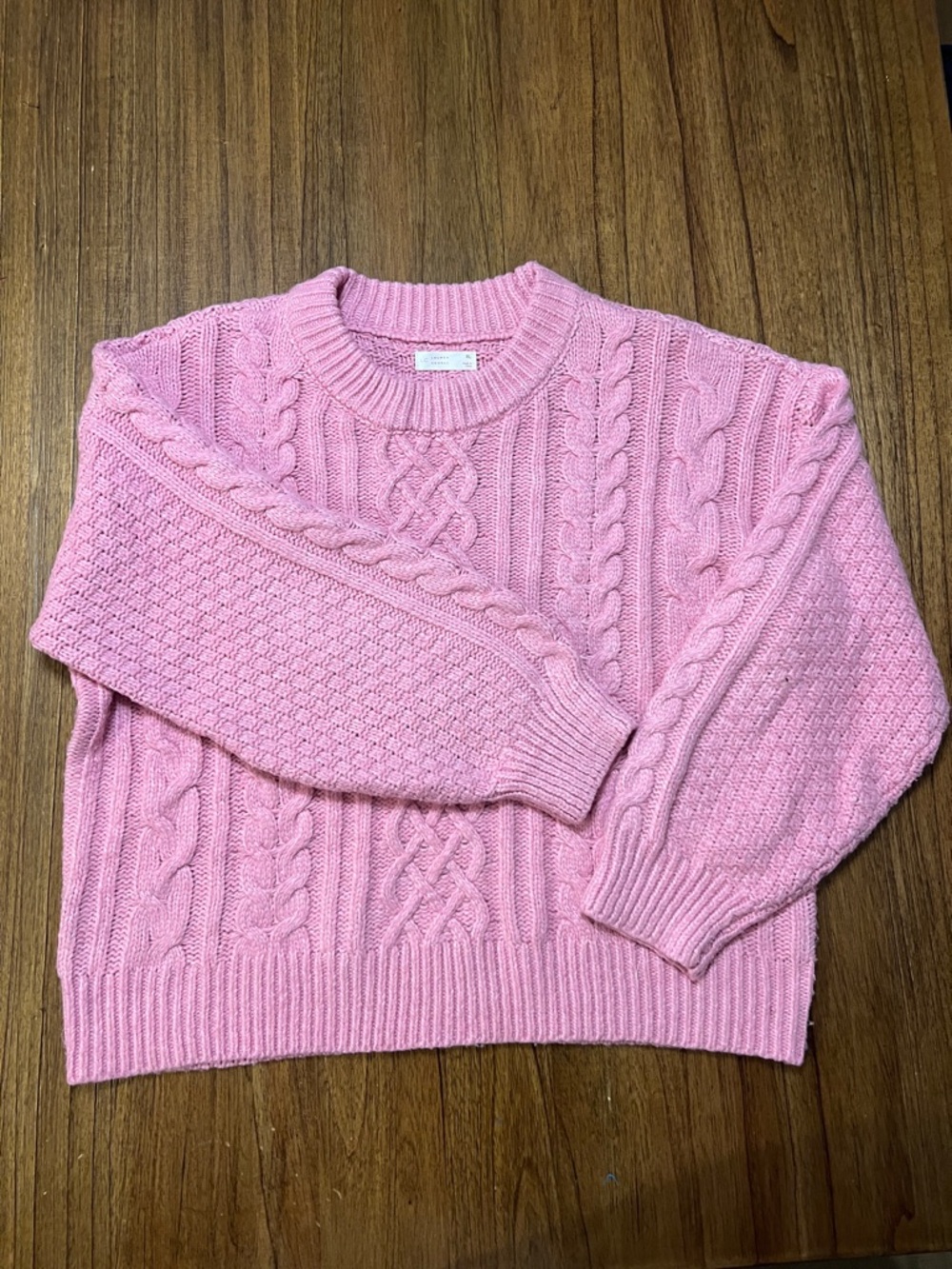 LC Lauren Conrad Pink Cable Knit Crewneck Sweater